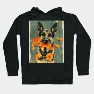 German Shepherd Flowers Photo Art Design For Dog Onwer Hoodie